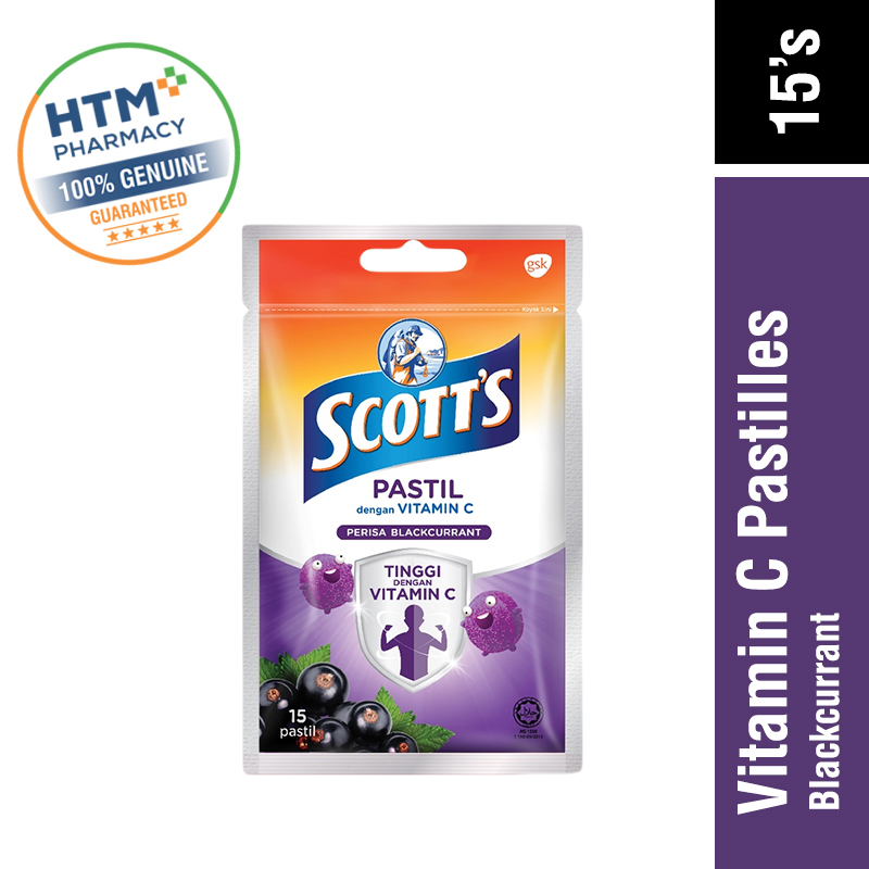 Scott's Vitamin C Pastilles 15's - Blackcurrant