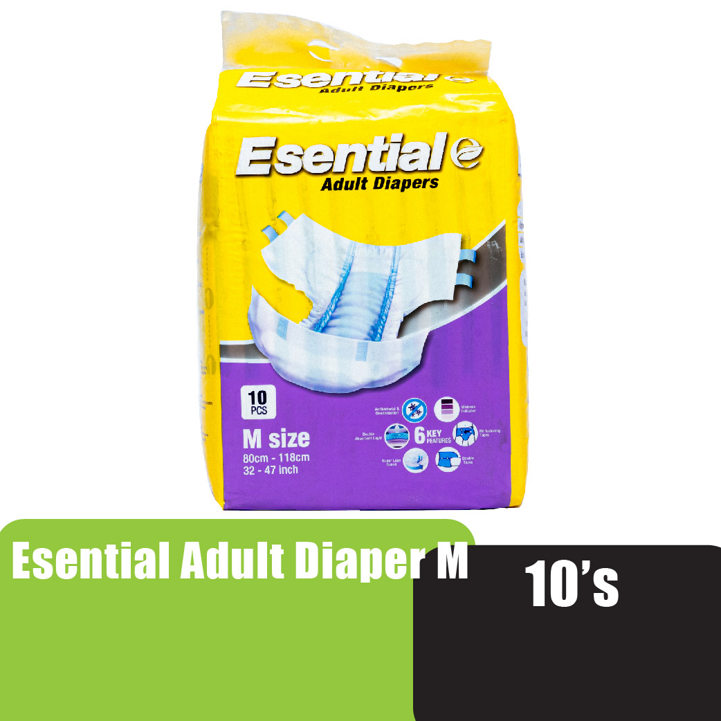 ESENTIAL Adult Diapers 10's M size - Antibacterial Pampers Dewasa / 成人 紙尿片