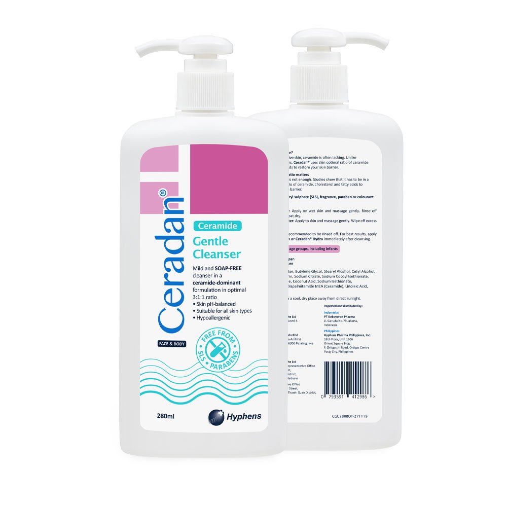 CERADAN Gentle Cleanser 280ml (Mild & Soap free) Pencuci sabun muka badan sensitive skin body wash & facial cleanser