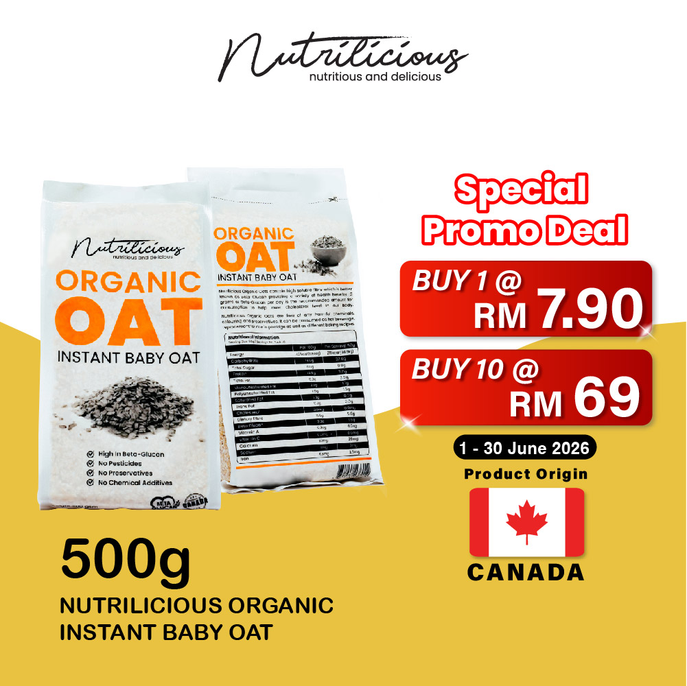 NUTRILICIOUS Instant Baby Oat Organic Baby Food 500g ( Oat Baby Oatmeal / Instant Oatmeal / 麦片 / 燕麦片 / 燕麦 )