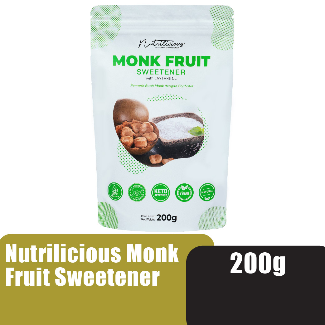 NUTRILICIOUS Pure Monk Fruit Sweetener Organic 羅漢果糖 200g ( 0 calories Sugar 0卡糖 / Keto Sugar / Keto Sweetener 代糖 / Mont