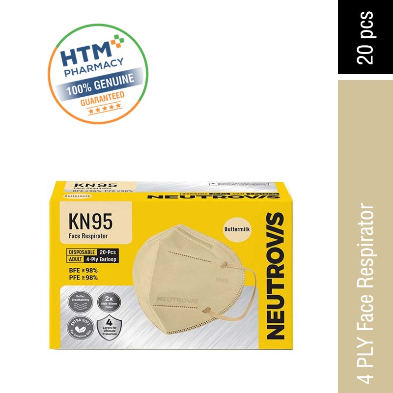 Neutrovis KN95 Face Respirator 20's - Buttermilk (Yellow)
