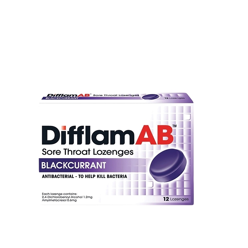 DifflamAB Sore Throat Lozenges 12's - Blackcurrant