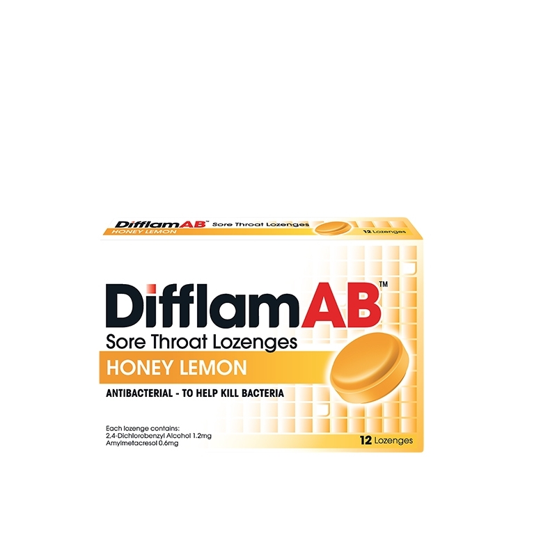 DifflamAB Sore Throat Lozenges 12's - Honey Lemon