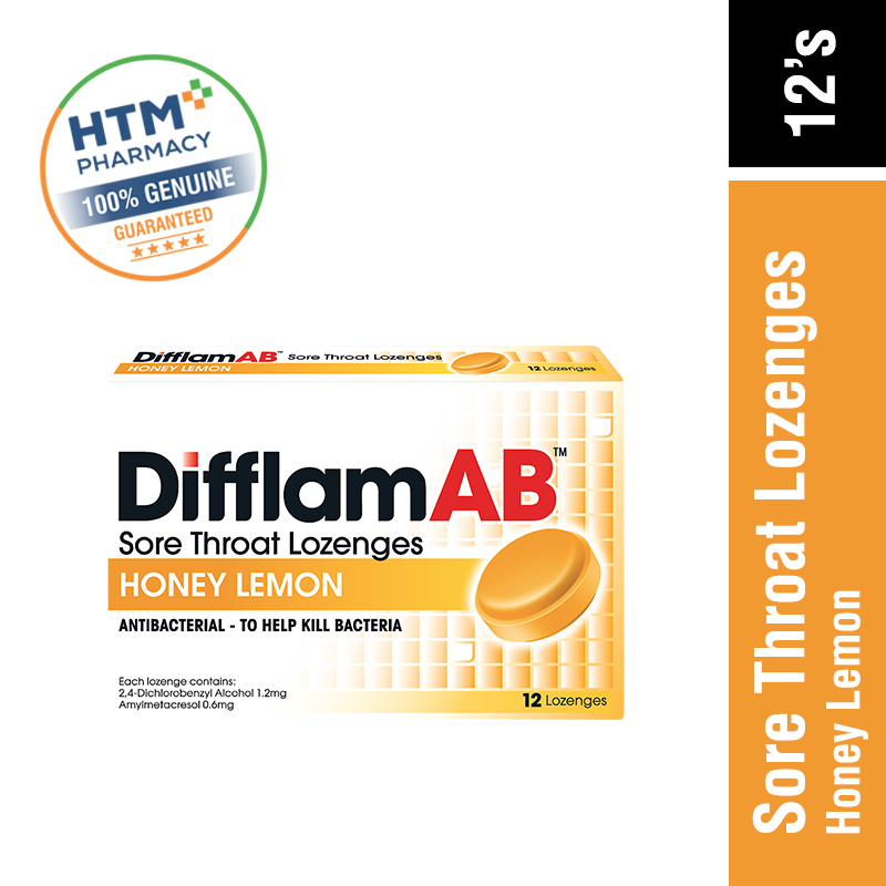 DifflamAB Sore Throat Lozenges 12's - Honey Lemon