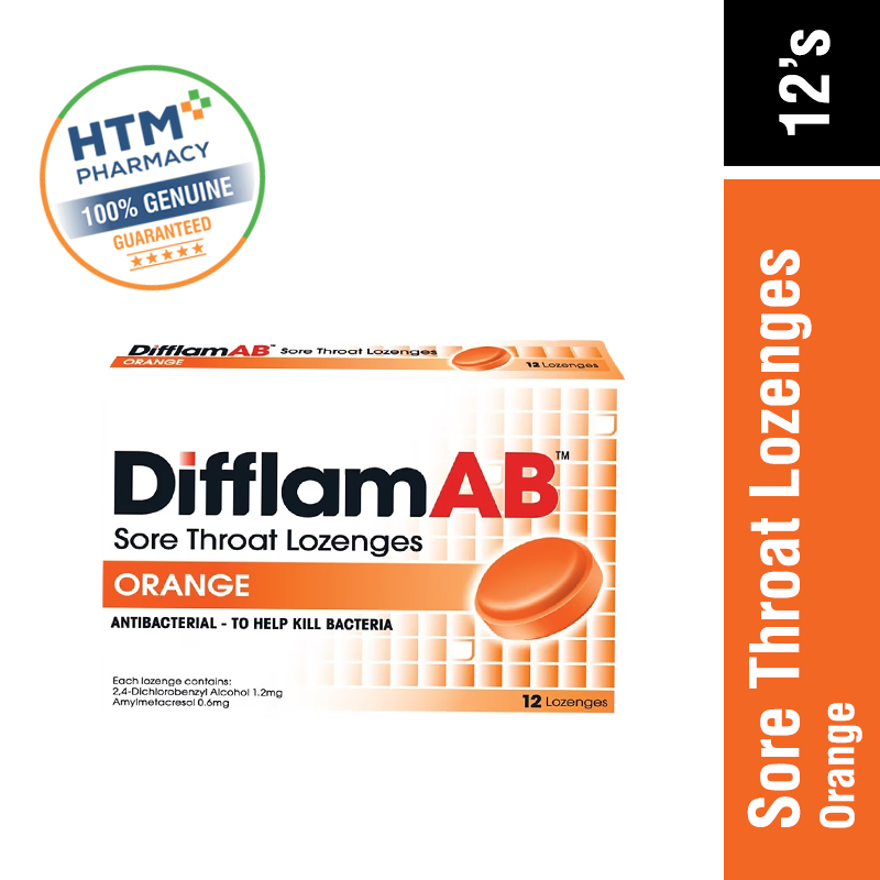 DifflamAB Sore Throat Lozenges 12's -Orange