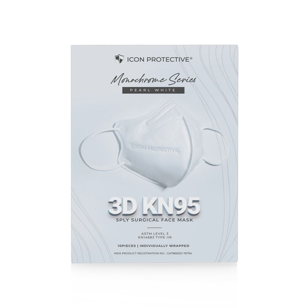 Icon Protective 3D KN95 5ply Surgical Face Mask 10's - White