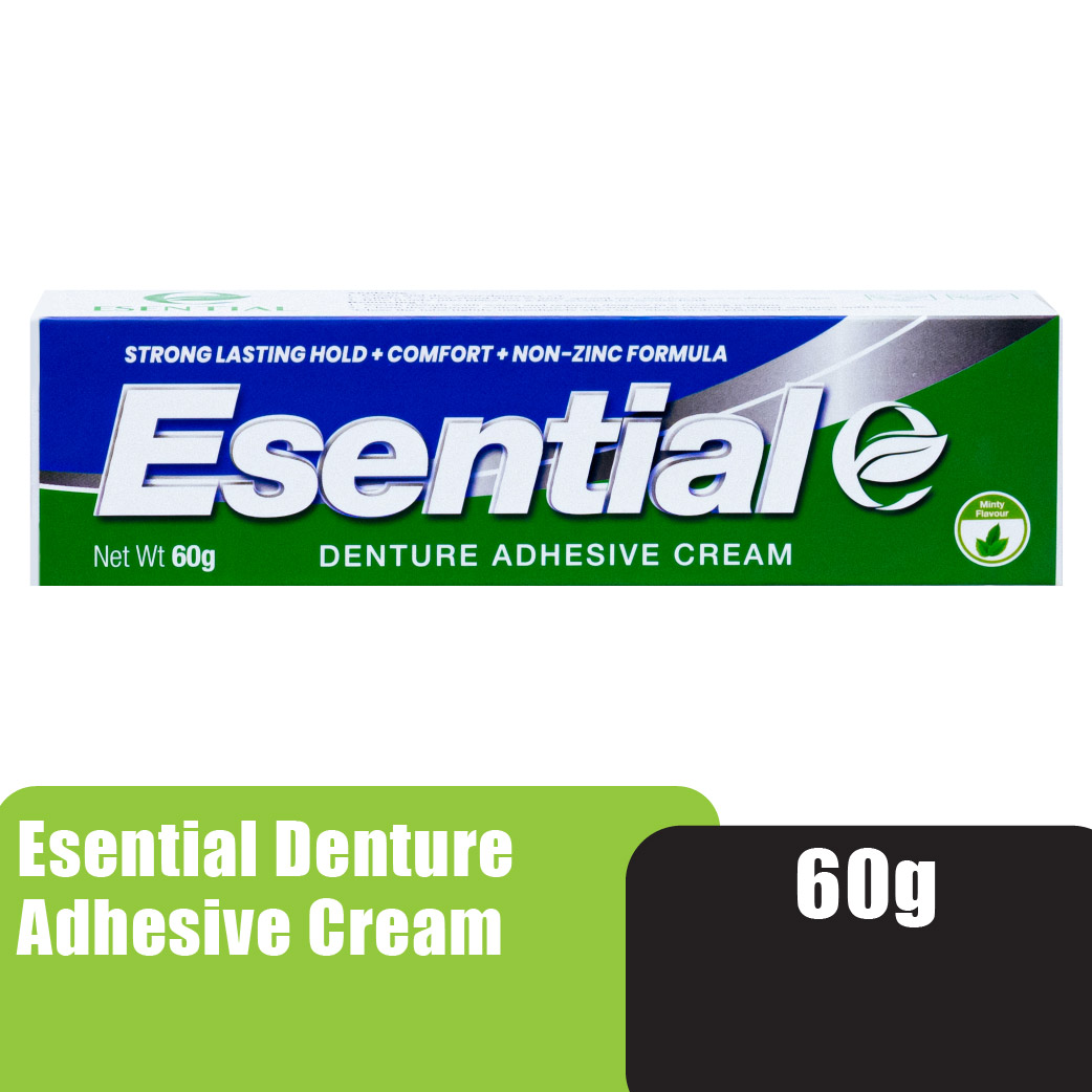 ESENTIAL Denture Adhesive Cream 60g - Gam Gigi Palsu / Pelekat Gigi Palsu Kuat / Denture Glue ( 假牙粘合劑 )