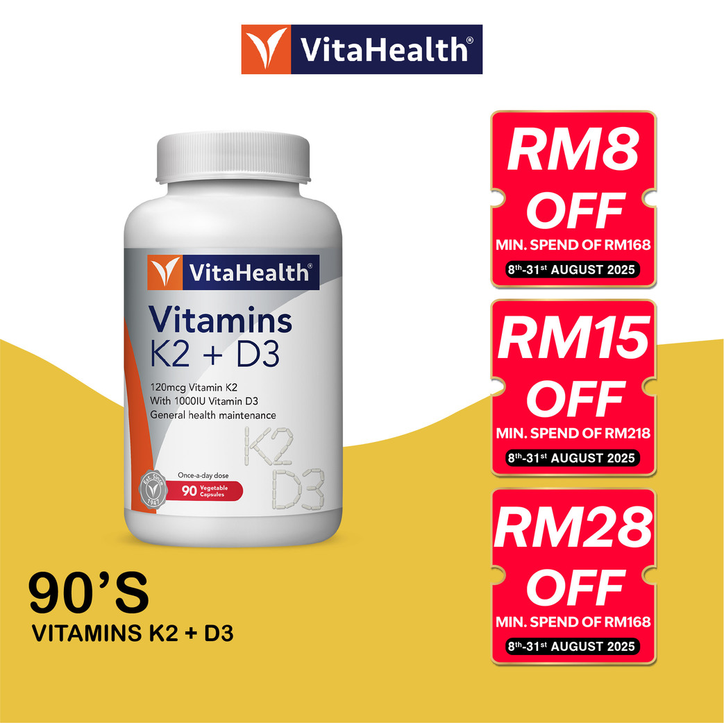 VITAHEALTH Vitamins K2 + D3 90's