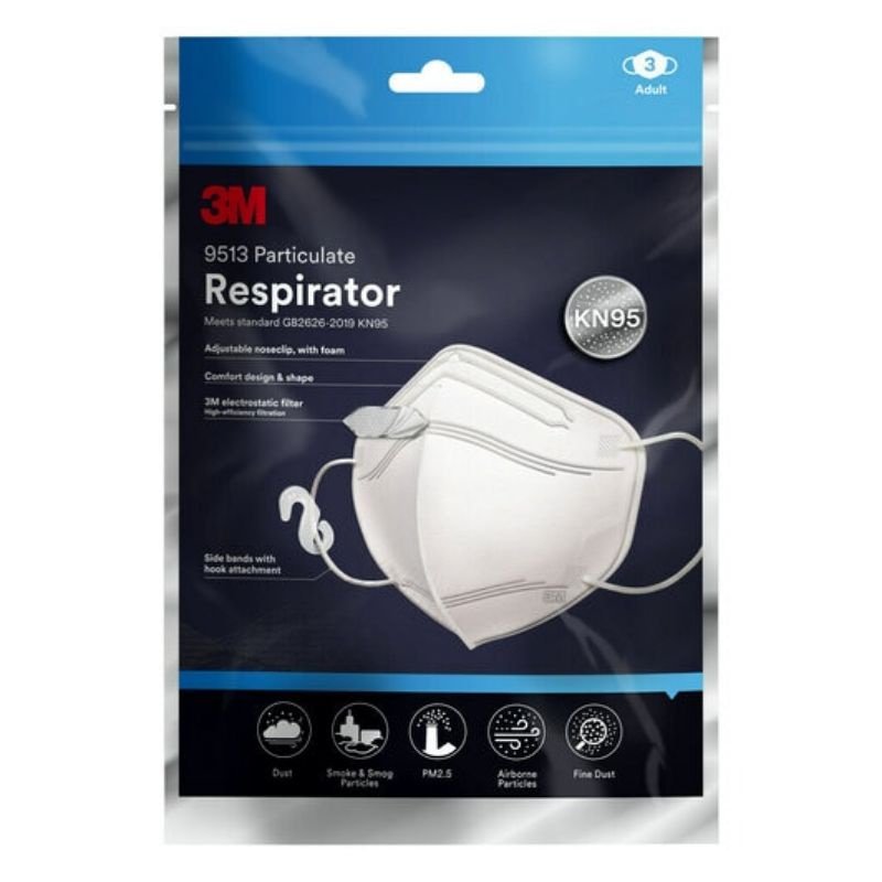 3M Respirator 9513 KN95 3's - Black