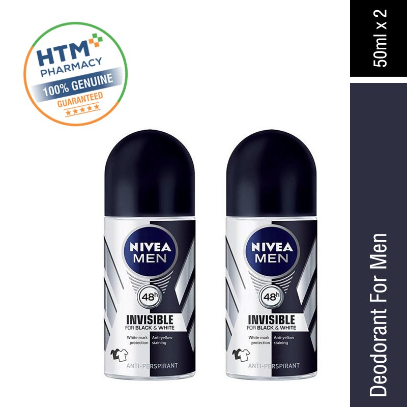 Nivea Deodorant For Men 50ml x 2 - Black & White (82245)