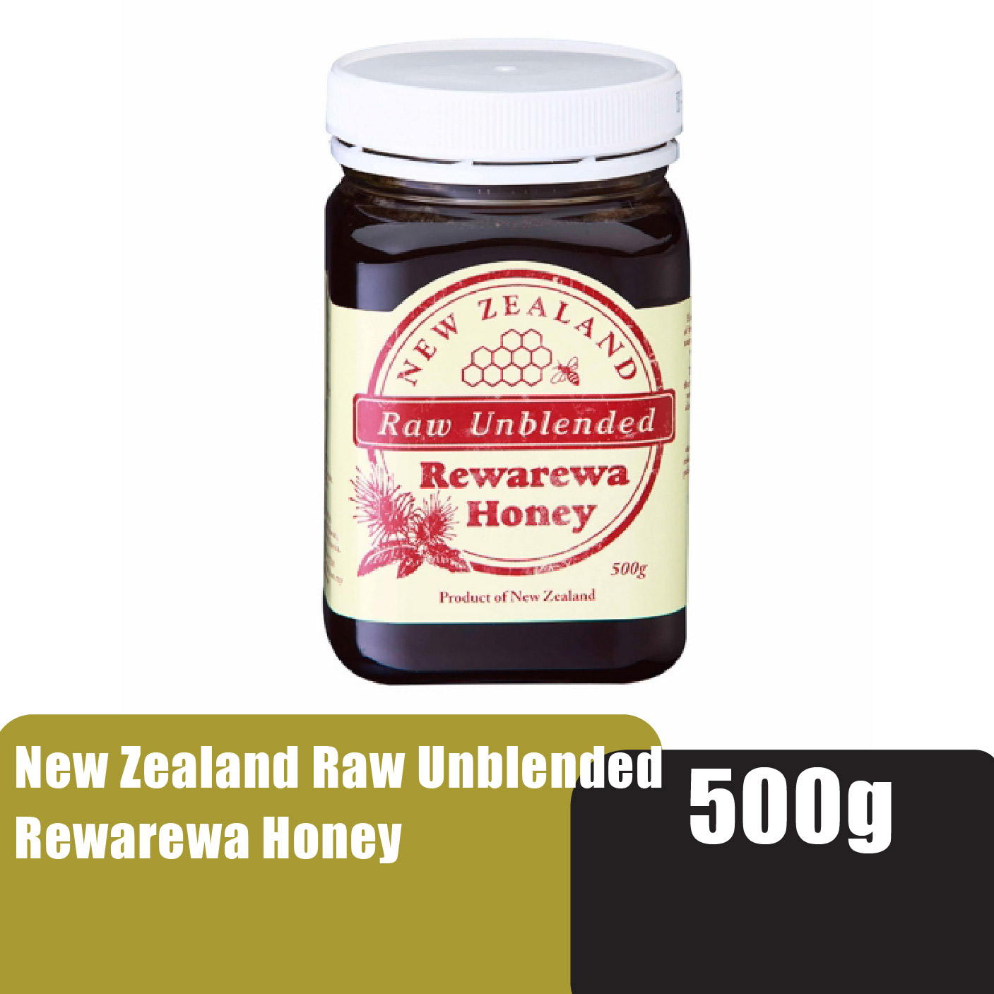 NEW ZEALAND Raw Unblended Rewarewa Honey 500g