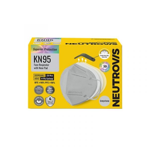 Neutrovis KN95 Face Respirator 20's With Nose Pad - Grey Stone