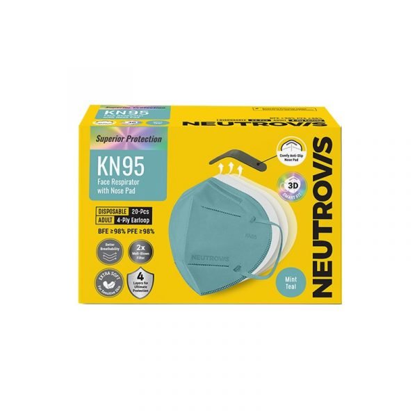 Neutrovis KN95 Face Respirator 20's With Nose Pad - Mint Teal