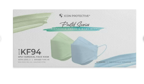Icon Protective KF94 4ply Surgical Face Mask 20's - Pis Green + Babby Blue
