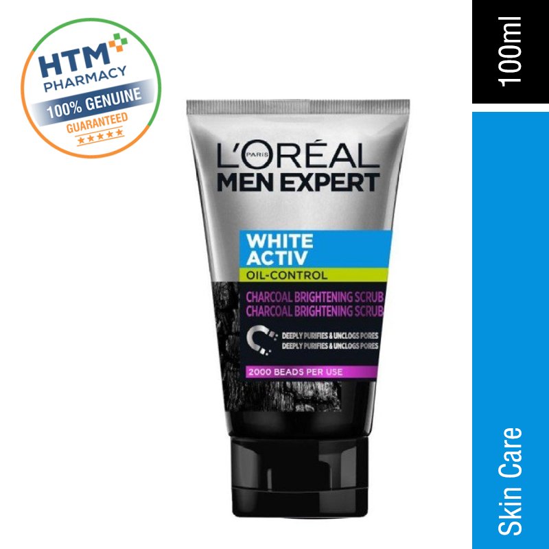 Loreal Men Expert White Active Oil Control Charcoal Brightening Scrub 100ml
