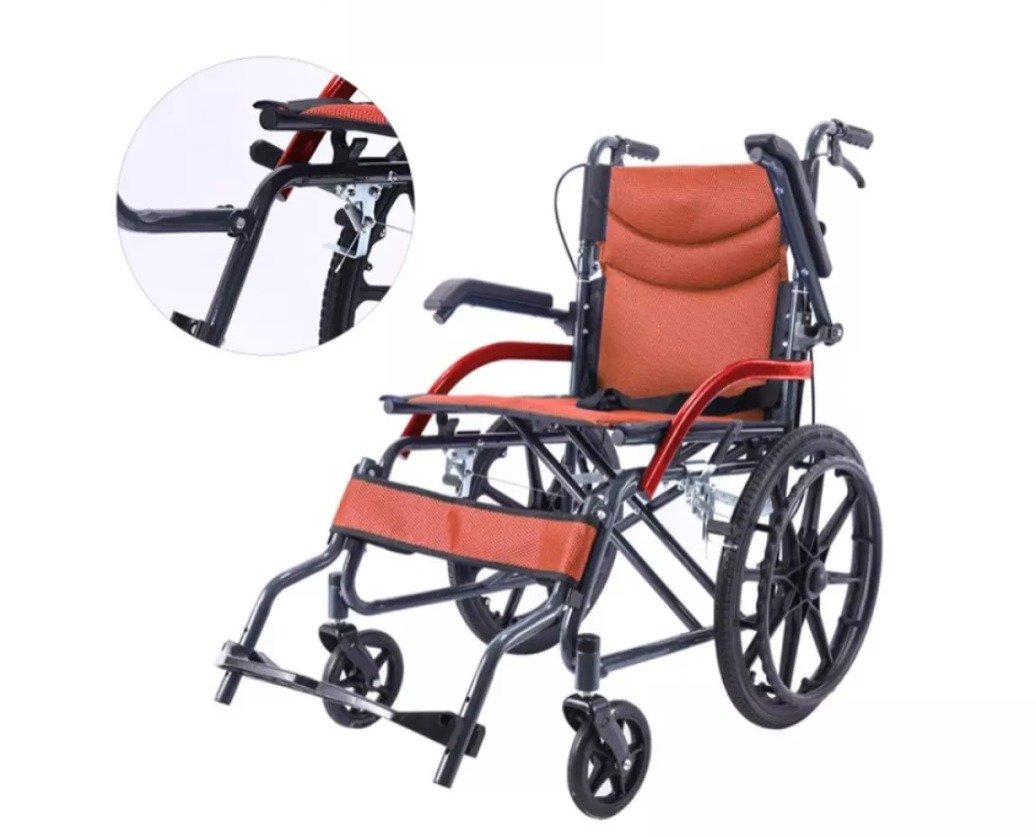 Prolife Flip Up Armrest Wheelchair 20" Wheel (Red-Canvas) (WPL-Q03LAJ-C)