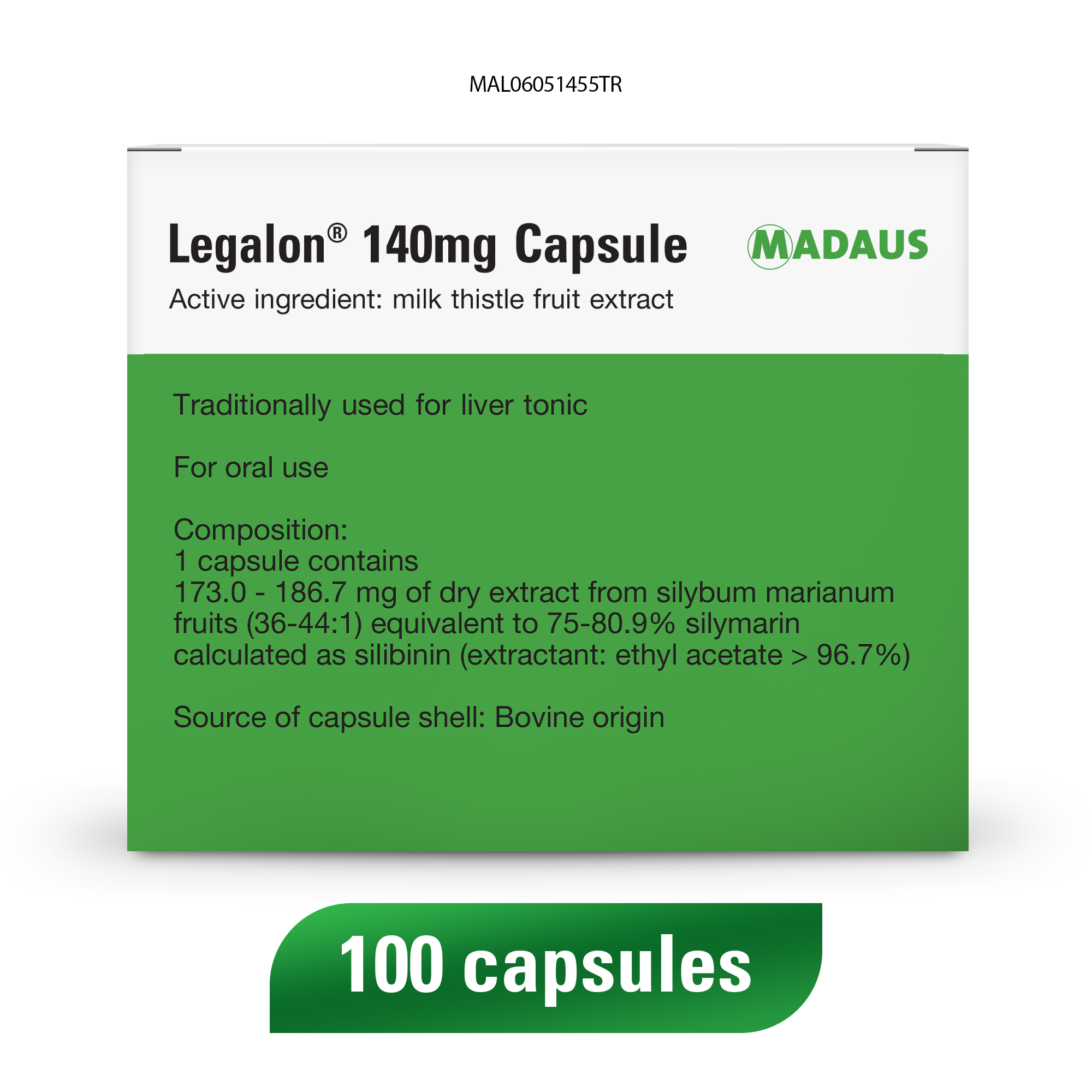 Legalon 140mg Capsules, Pack of 100, Gentle Support for Your Liver, Made with Milk Thistle Extract
