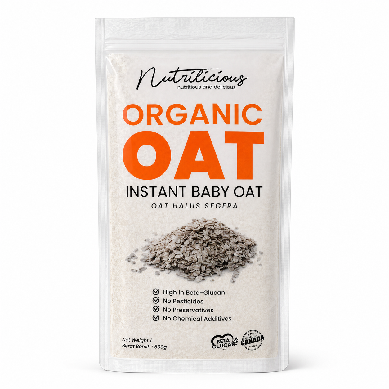 NUTRILICIOUS Instant Baby Oat Organic Baby Food 500g ( Oat Baby Oatmeal / Instant Oatmeal )