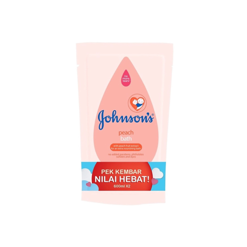 JOHNSONS BABY BATH & WASH 600ML X 2  (REFILL) - PEACH