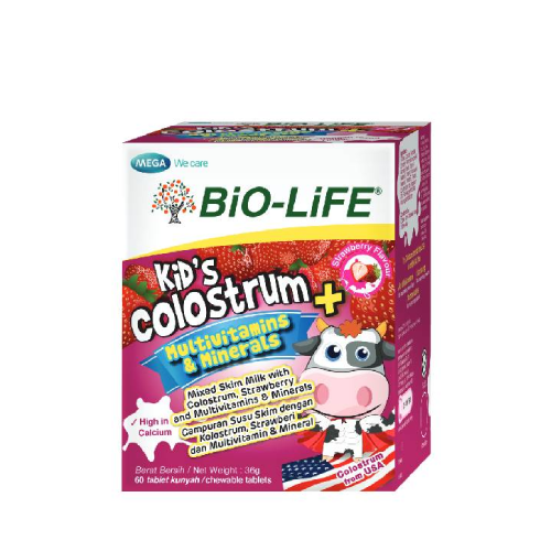 BIO-LIFE KID'S COLOSTRUM + MULTIVITAMINS & MINERALS 60'S - STRAWBERRY FLAVOUR