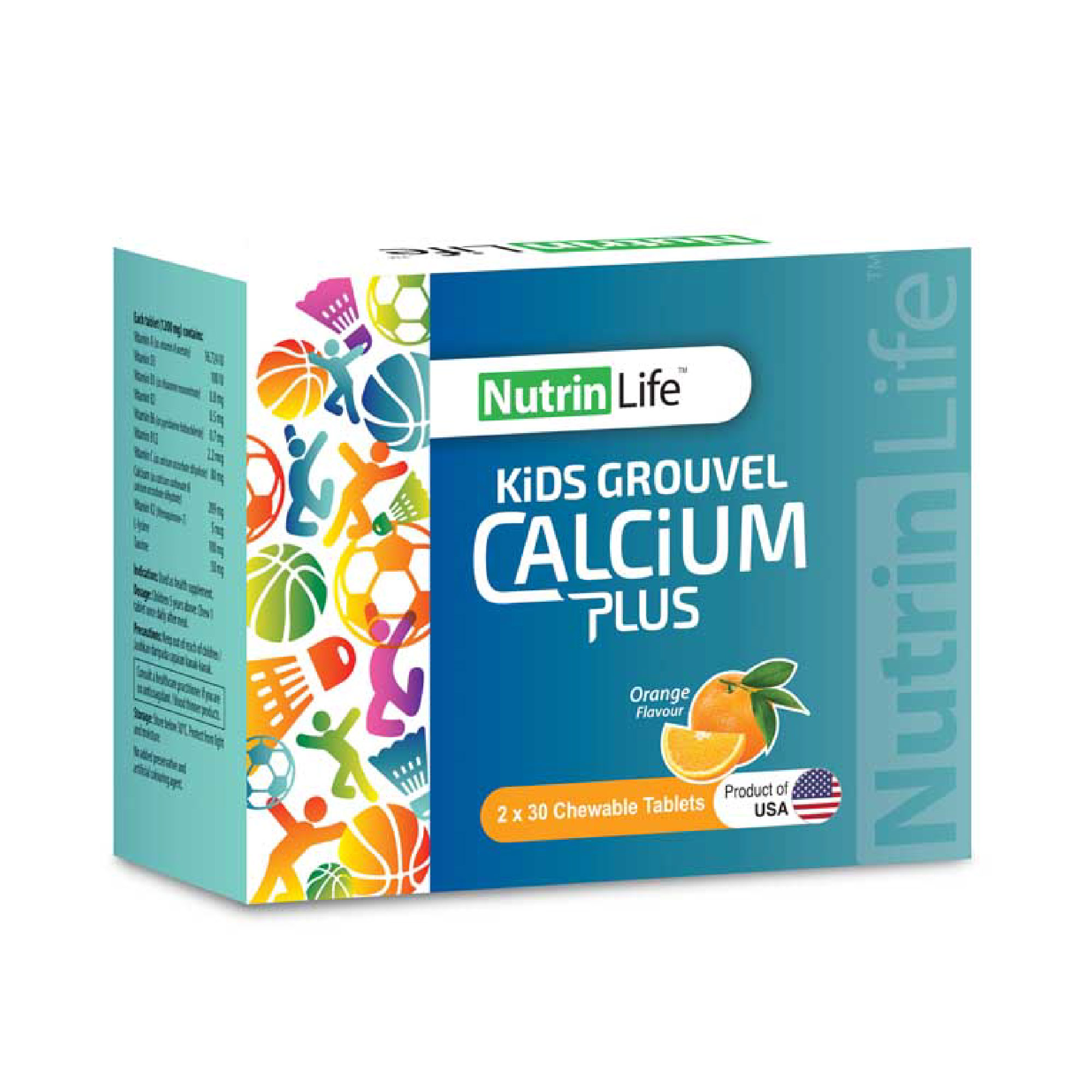 NUTRINLIFE KIDS GROUVEL CALCIUM PLUS 30'S X 2 (CHEWABLE)